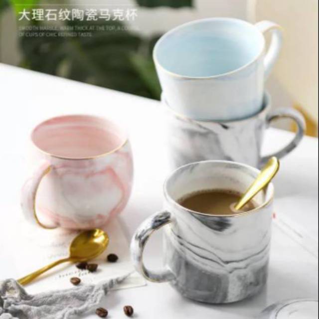 Mug Gelas Couple  Cantik Marbel Polos mug cofree cangkir 