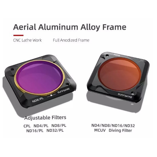 Sunnylife Adjustable Lens Filter ND4PL ND8PL ND16PL 32PL DJI Action 2