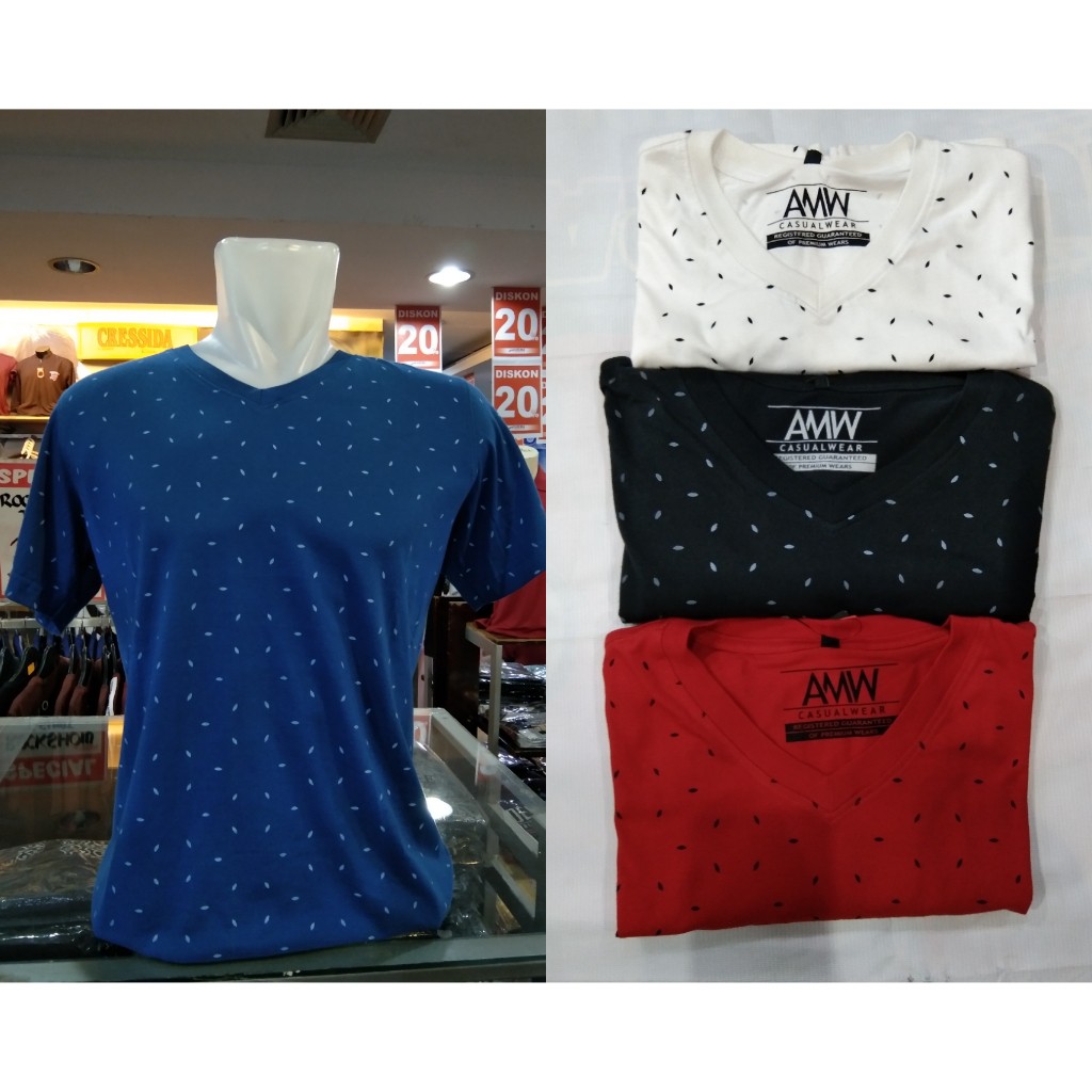 T Shirt Pria V neck Corak 01