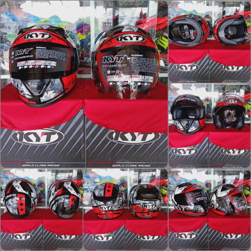 Paket ( COUPLE ) Helm KYT R-10 seri #3 + KYT Galaxy slide motif Seri #5 Size M - L - XL