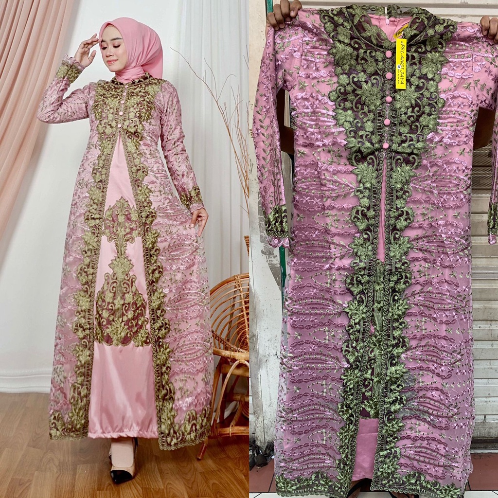 Gamis Marwah Bordir Brand Pelangi Jaya Premium || Gamis Kombinasi 2 Warna || Gamis Wisuda Remaja Modern || Seragam Pesta Mewah || Gamis Tille Terbaru 2022 || [COD] Bayar di Tempat