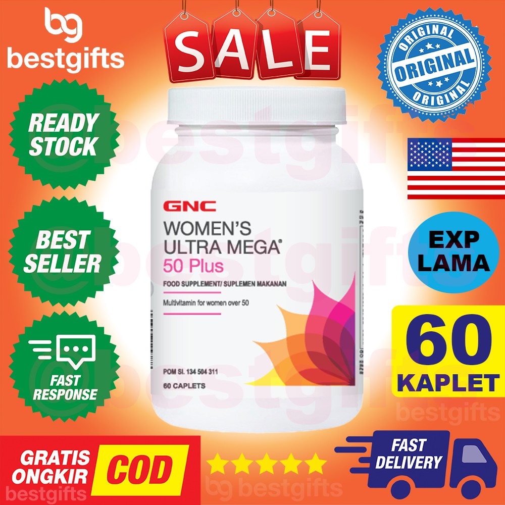 GNC WOMEN'S WOMENS WOMEN ULTRA MEGA 50 PLUS ANTIOKSIDAN MULTIVITAMIN MULTI VITAMIN WANITA 60 KAPLET