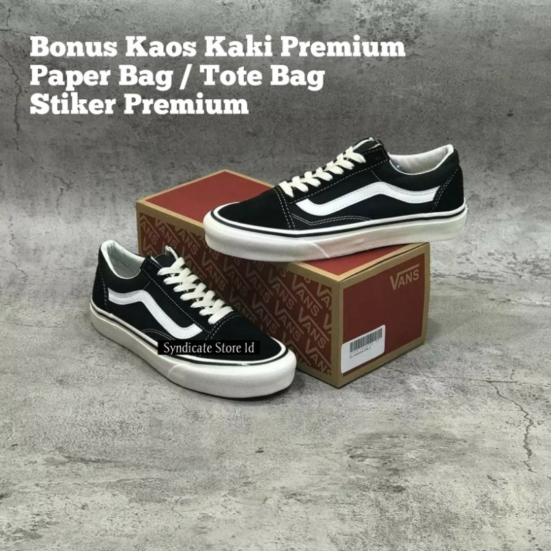 SEPATU VANS OLDSKOOL BLACK WHITE - SNEAKERS VANS OLD SCHOOL PREMIUM IMPORT (BANYAK BONUS) vans original sepatu vans sneakers vans sepatu pria black white