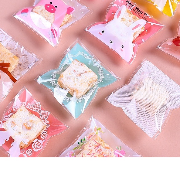 100pcs Plastik cookies 7x7 kemasan cookies lucu packing cookies lucu souvernir tema imlek CNY