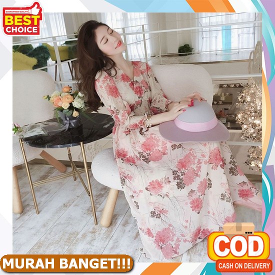 Dress Kem Dotta Polka Lengan Panjang Smock Busui Friendly - Baru Murah Berkualitas Gaun Maxi Wanita 