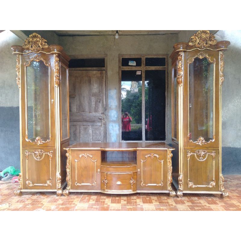 meja tv set lemari hias jati jepara
