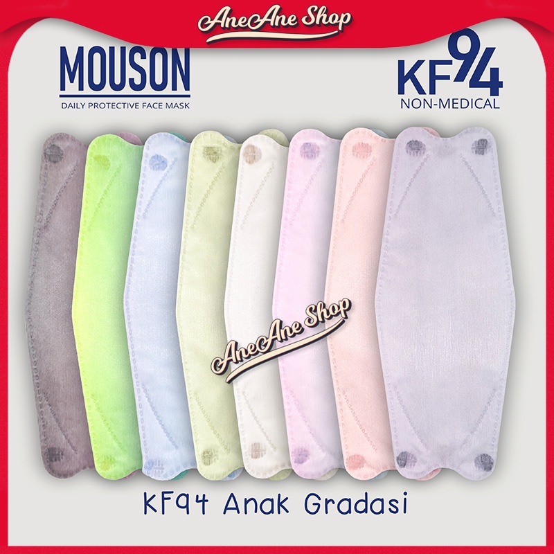 Masker Mouson KF94 Anak Warna Gradasi isi 10 4 ply Masker Non Medis Sekali Pakai 4ply