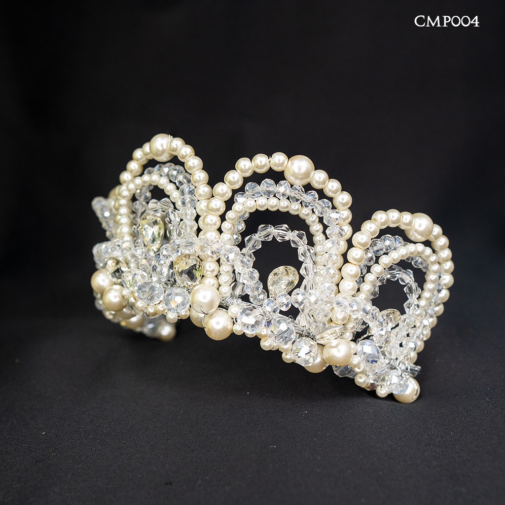 [BISA COD] WEDDING CROWN TIARA BRIDAL MAHKOTA AKSESORIS PESTA PUTIH CMP004