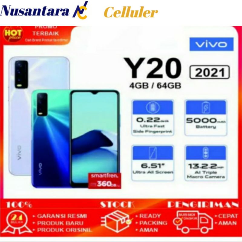 VIVO Y20 2021 RAM 4/64 GB ( Y20 4/64 GB BUKAN RAM 3 GB ) GARANSI RESMI