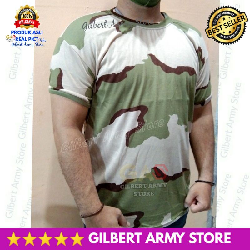 Kaos Loreng Gurun Arabic Padang Pasir Tshirt Pria GILBERT ARMY STORE motif camo militer Murah Grosir