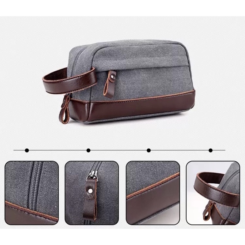 Tas Tangan Kanvas Pria Clutch Pouch Bag Canvas Handbag 1279