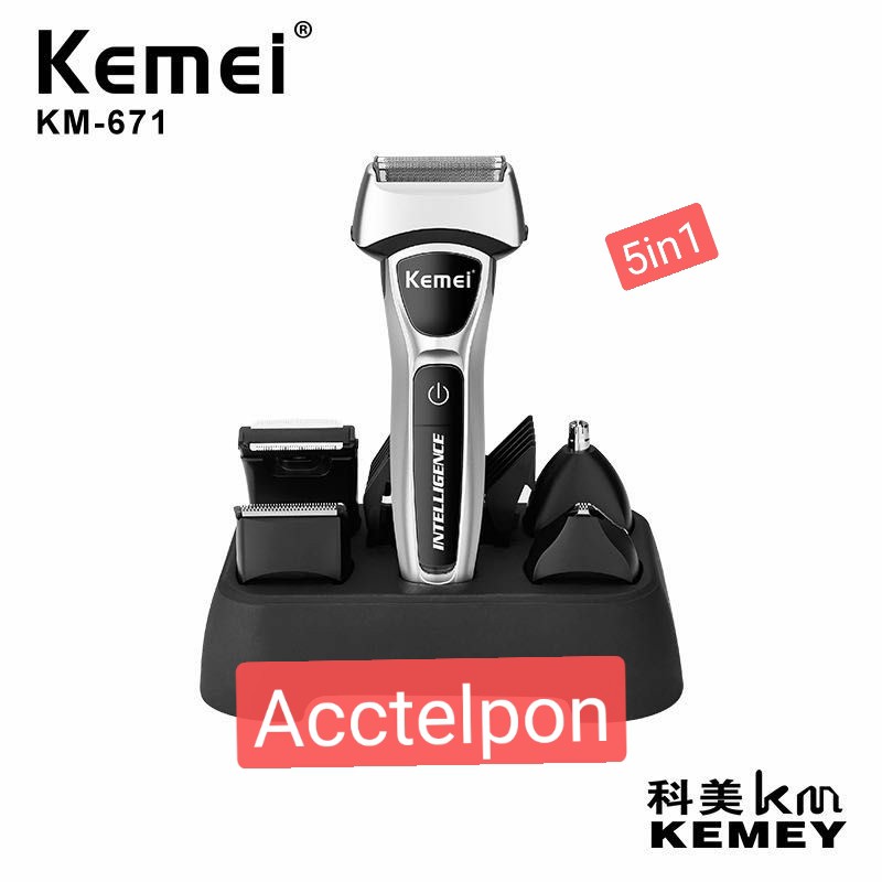 Kemei KM-671 5 in 1 Electric Razors For Men LCD Display Electric Shaver