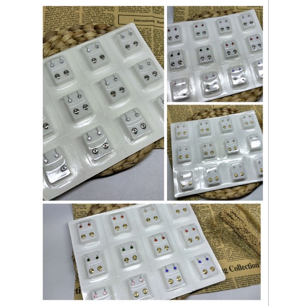 Grosir aksesoris Anting tindik warna harga/card isi 12pcs