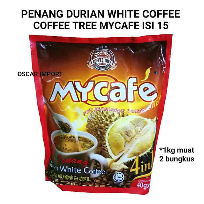 

PENANG MYCAFE DURIAN WHITE COFFEE ISI 15 SACHET X 40G KOPI 4IN1