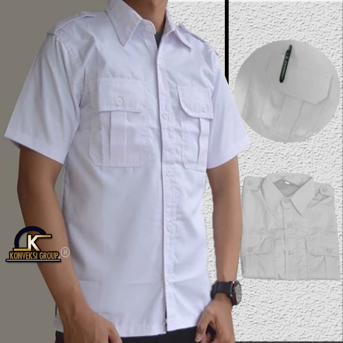 r404mjt Kemeja Pdl Pendek / Kemeja Pdl Putih / Seragam Baju Pns /Baju Polos - Putih, M Rg050Rg