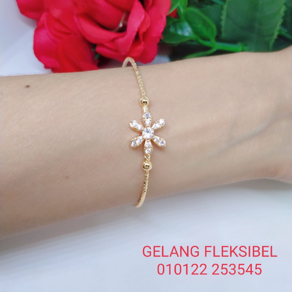 Gelang Tangan Fleksibel Bangle Wanita Titanium Xuping Perhiasan Aksesoris Fashion Lapis Emas Anti Karat