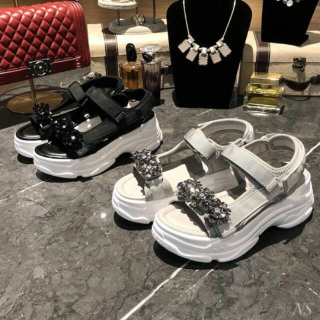 SEPATU SANDAL IMPORT KOREA / PLATFORM SANDAL WANITA IMPORT /SANDAL STRAP WANITA MURAH/SANDAL SPARKLE
