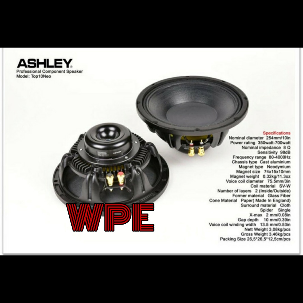 Speaker Komponen Ashley Top10Neo Top 10 Neo Top 10Neo 10inch Original
