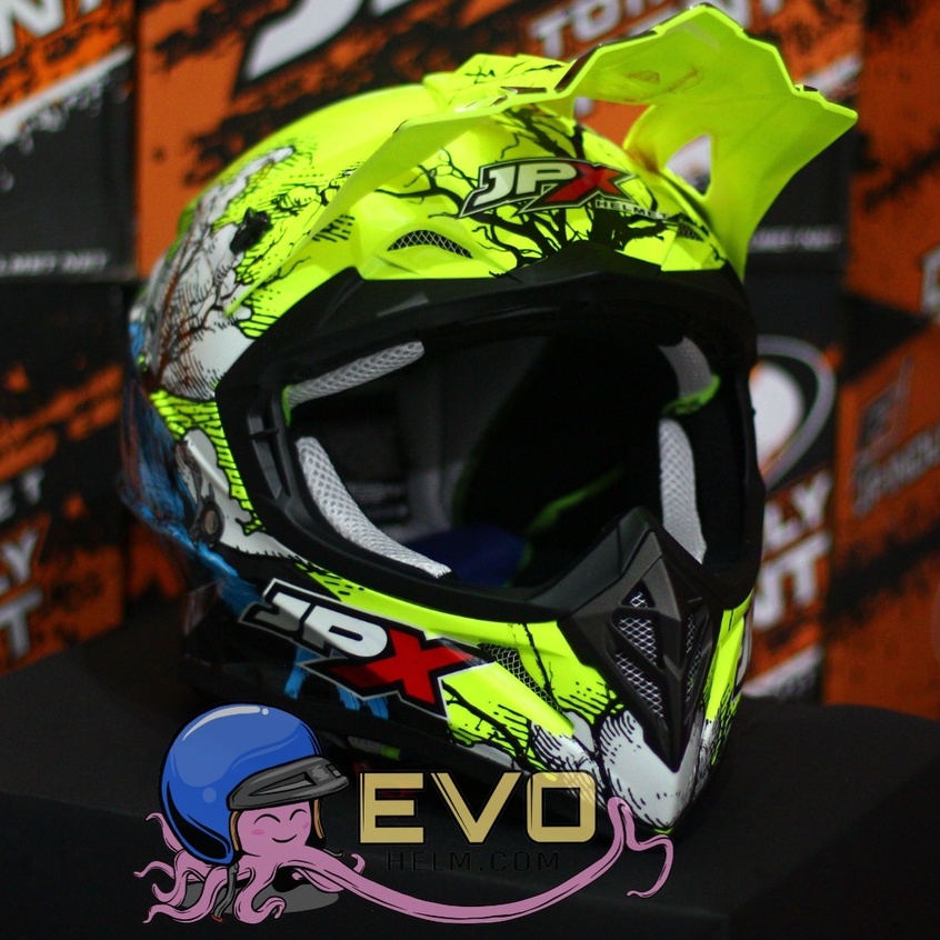 PAKET GANTENG_JPX CROSS MOTIF ORIGINAL + GOOGLE SNAIL (ONGKIR TERMURAH 2 KG) HELM JPX TERBARU