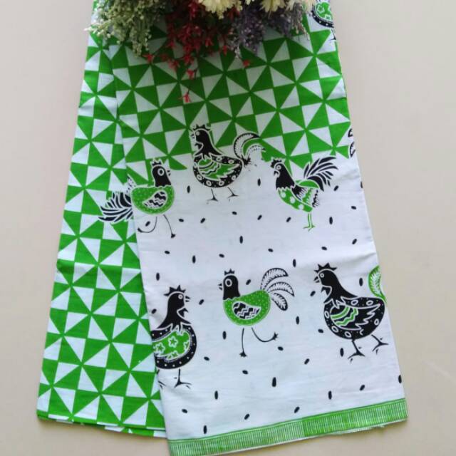 KAIN BATIK MOTIF AYAM WARNA HIJAU MUDA