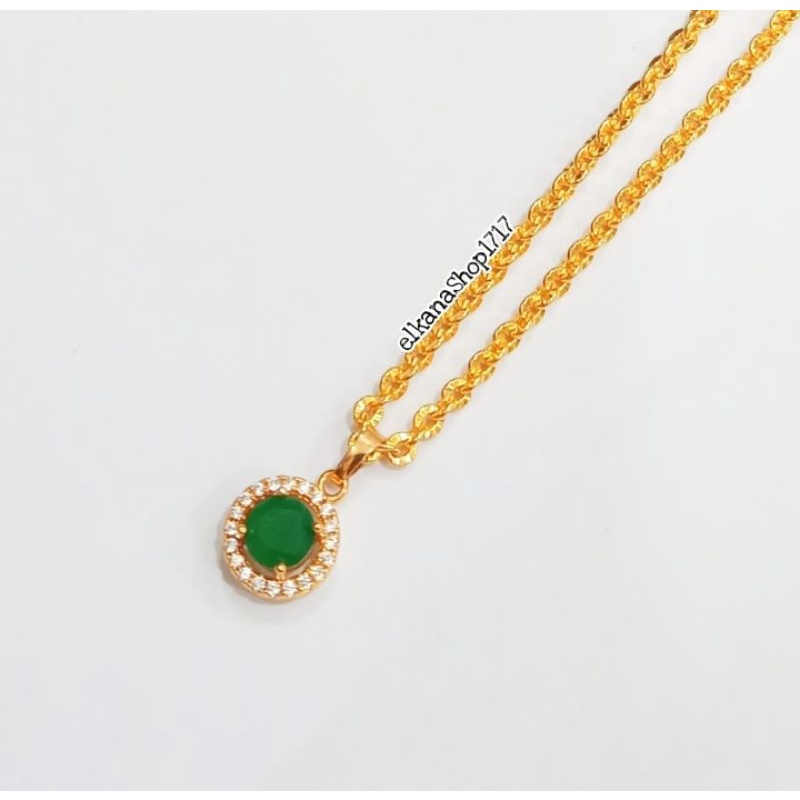 KALUNG LINGKAR PERMATA DIAMOND OLIVE GOLD LAPIS EMAS 18K ANTI KARAT