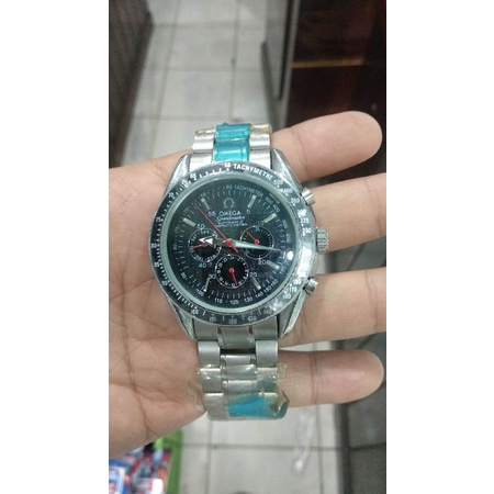 jam tangan omega automatic chronograph stainles steel normal semua jam pria