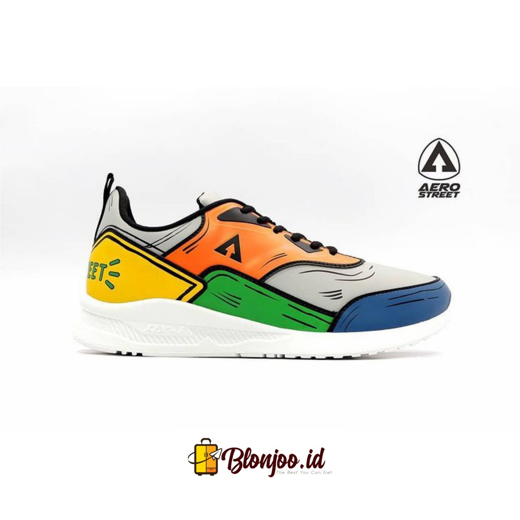 Aerostreet Tiger 2D Hijau Orange - Sepatu Sneakers Casual Pria Wanita 39,41