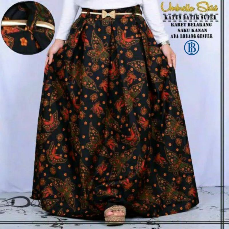 ROK KLOK BATIK KLASIK MODERN ORIGINAL PEKALONGAN ROK PAYUNG PANJANG STANDAR JUMBO
