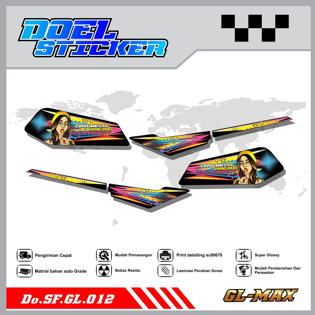 Sticker Striping GL PRO , MAX List Variasi Hologram pelangi,Crome Doel 013