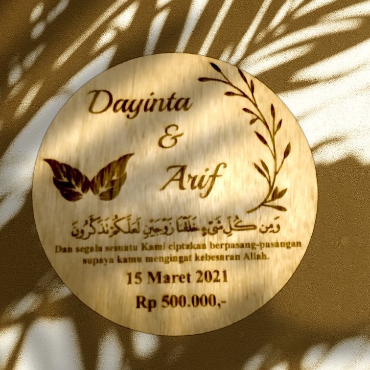 Kayu Nama Hiasan Box Mahar Bulat Custom | Kayu Grafir Nama Mahar Bulatan MDF Plywood