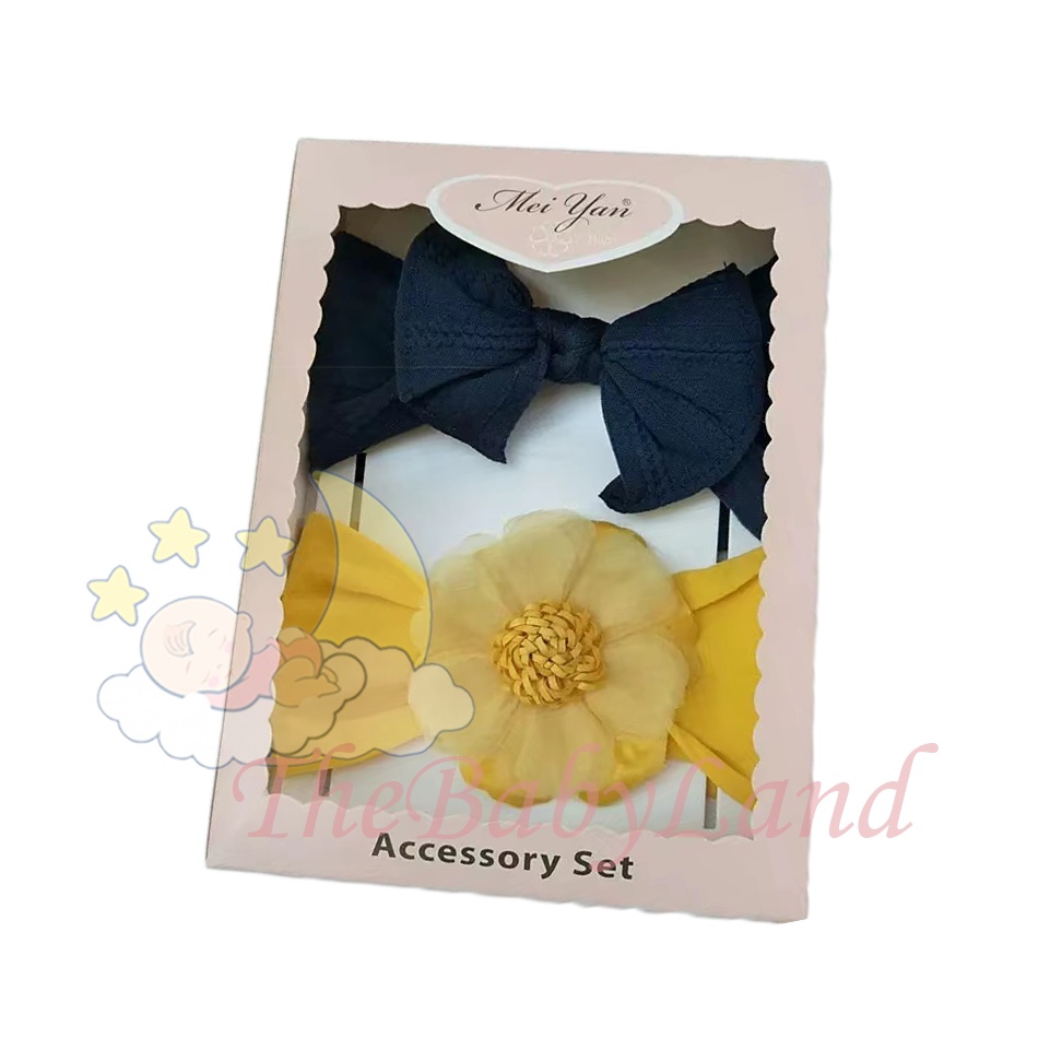 [1KG 16PCS] Babyland Set Bandana Dua Box Bayi Anak dengan Model Ikatan Pita dan Bunga Bervariasi