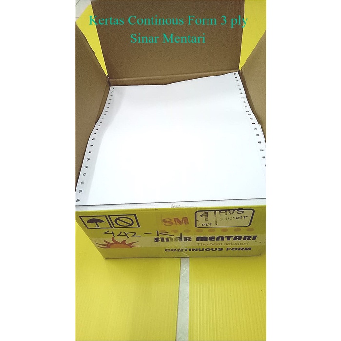 

CONTINUOUS FORM SINAR MENTARI K3 (3 PLY) | KERTAS KOMPUTER 3 LAPIS