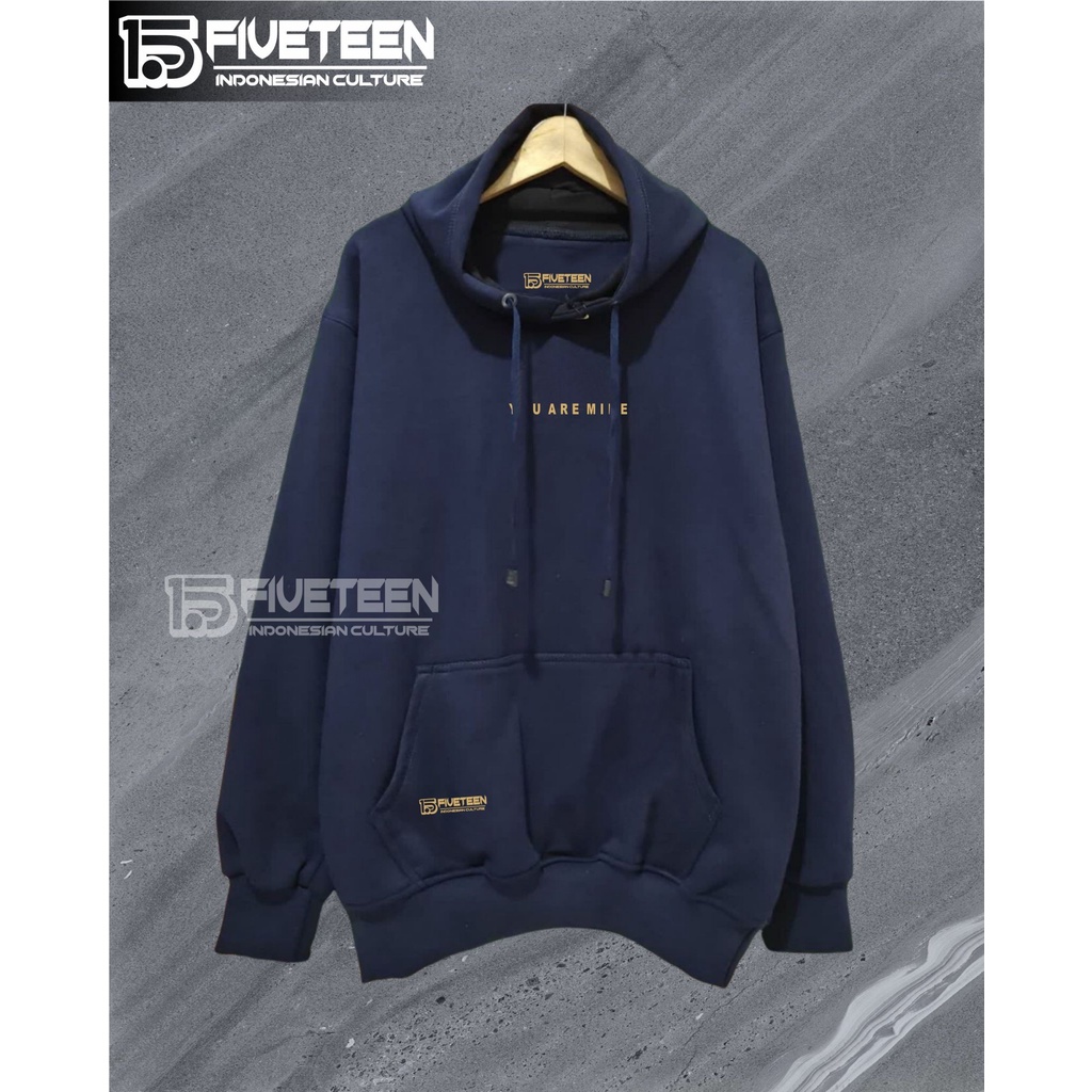 hoodie fifteen warna navy blue sablon you are mine sweater oversize wanita korean style bahan tebal