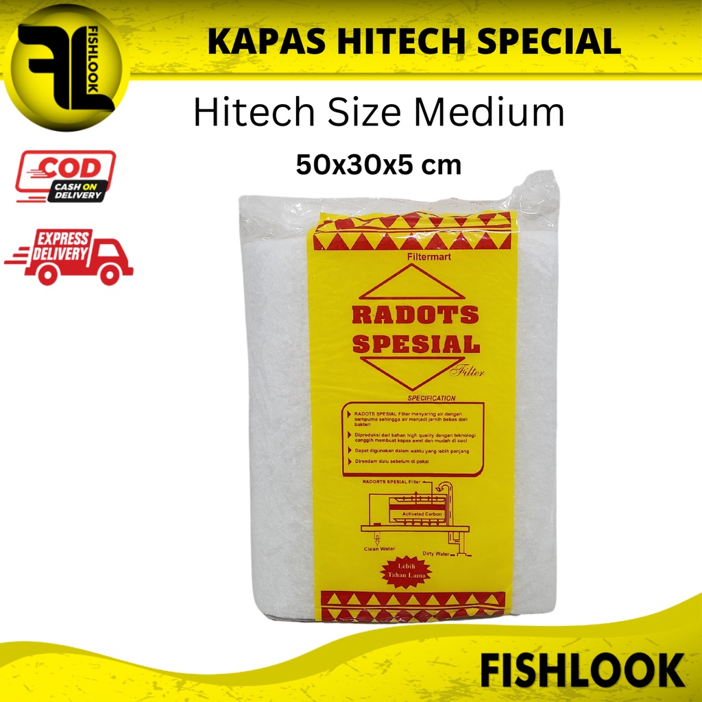 Kapas Hitech Medium Dakron Busa Filter Aquarium Hi-Tech Radots Special 50X30X5 CM