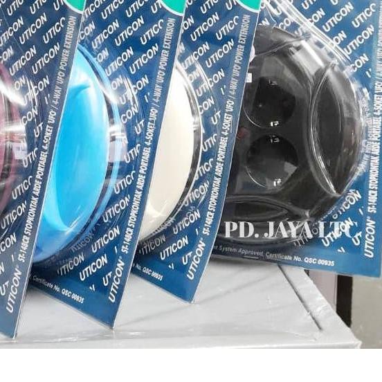 ✲ Uticon Stop Kontak Portable 4 - Socket UFO - Kabel Roll 4meter ST-148CR - Kabel Gulung Mini 4Meter