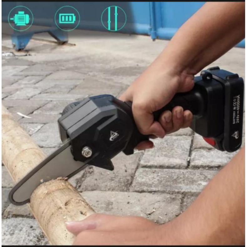 Gergaji Mesin Mini Pemotong Kayu Pohon Cordless Chainsaw 24V 48V