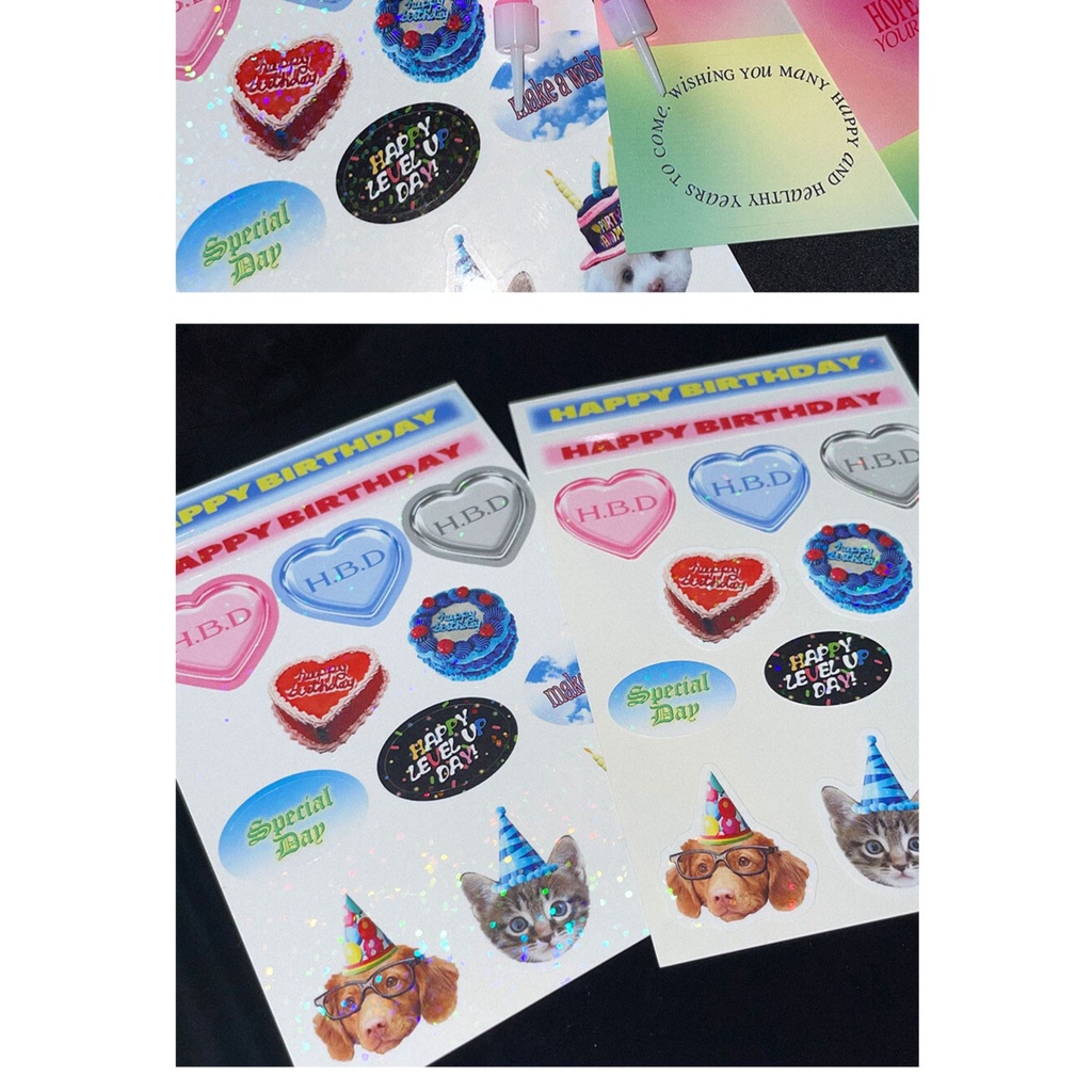 Set Stiker Poster Desain Happy Birthday Model Diy