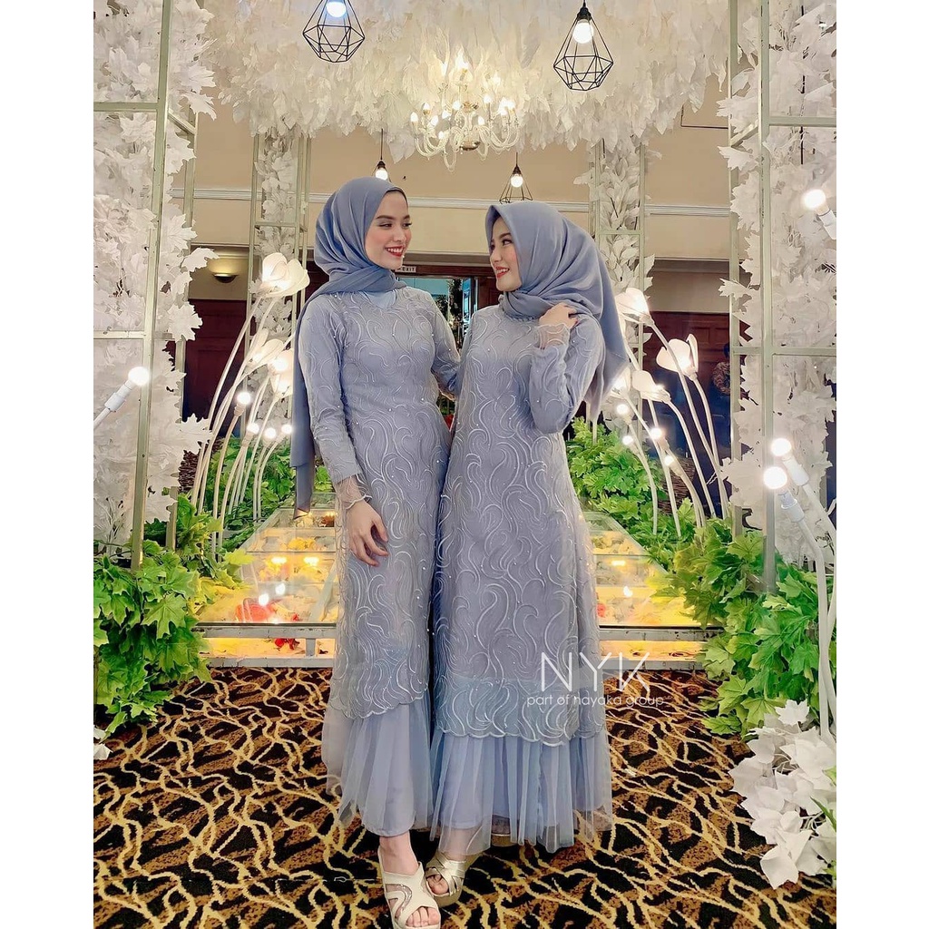 Gamis Brokat Tulle Mutiara Sabrina Maxi | Dress Kondangan | Gamis Lebaran | Seragam Pesta Kekinian