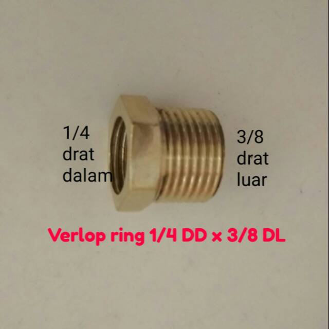 Verlop Ring - Flugring - Dobel sok drat dalam 1/4 x 3/8 drat luar