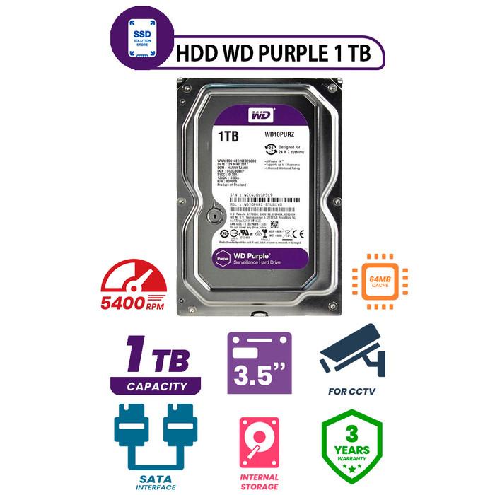 Harddisk Wd Purple 1Tb / Internal Hdd / Cctv Hdd