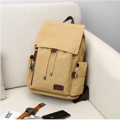 tas ransel wanita tas ransel backpack kanvas kuliah kerja laptop 14 inch pria wanita 01 coklat khaky