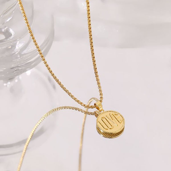 kalung simpel bulat love simple retro necklace jka239(3e2)