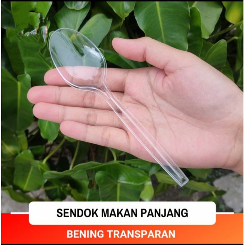 Sendok plastik bening /sendok makan bening isi 50pcs (sendok bening)