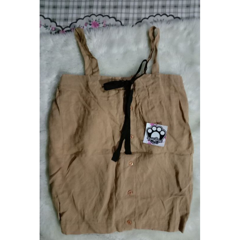 

Tanktop coklat pita hitam