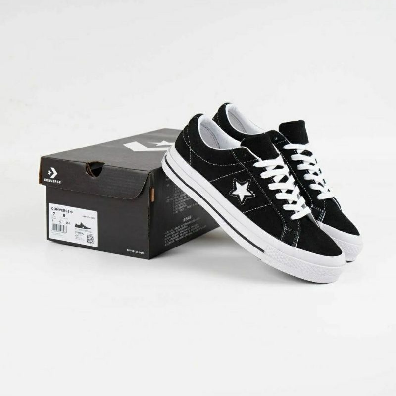 CONVERSE ONE STAR FULL SUEDE BLACK WHITE