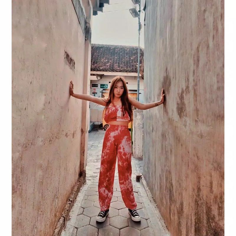 PROMOONE SET KEMBEN TIE DYE/SET KEMBEN BALI/SETELAN TIE DYE BALI/SETELAN CROPTOP KEMBEN /SETELAN WAN
