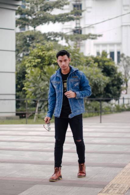 (BAYAR DI TEMPAT) jaket jeans hodiee the berry - jaket jeans hodie sleting - jaket