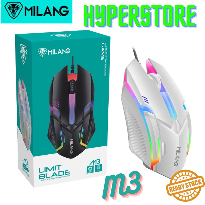 NEW MiWolf M3 Limit Blade Gaming Mouse Wired Milang LED RGB MURAH