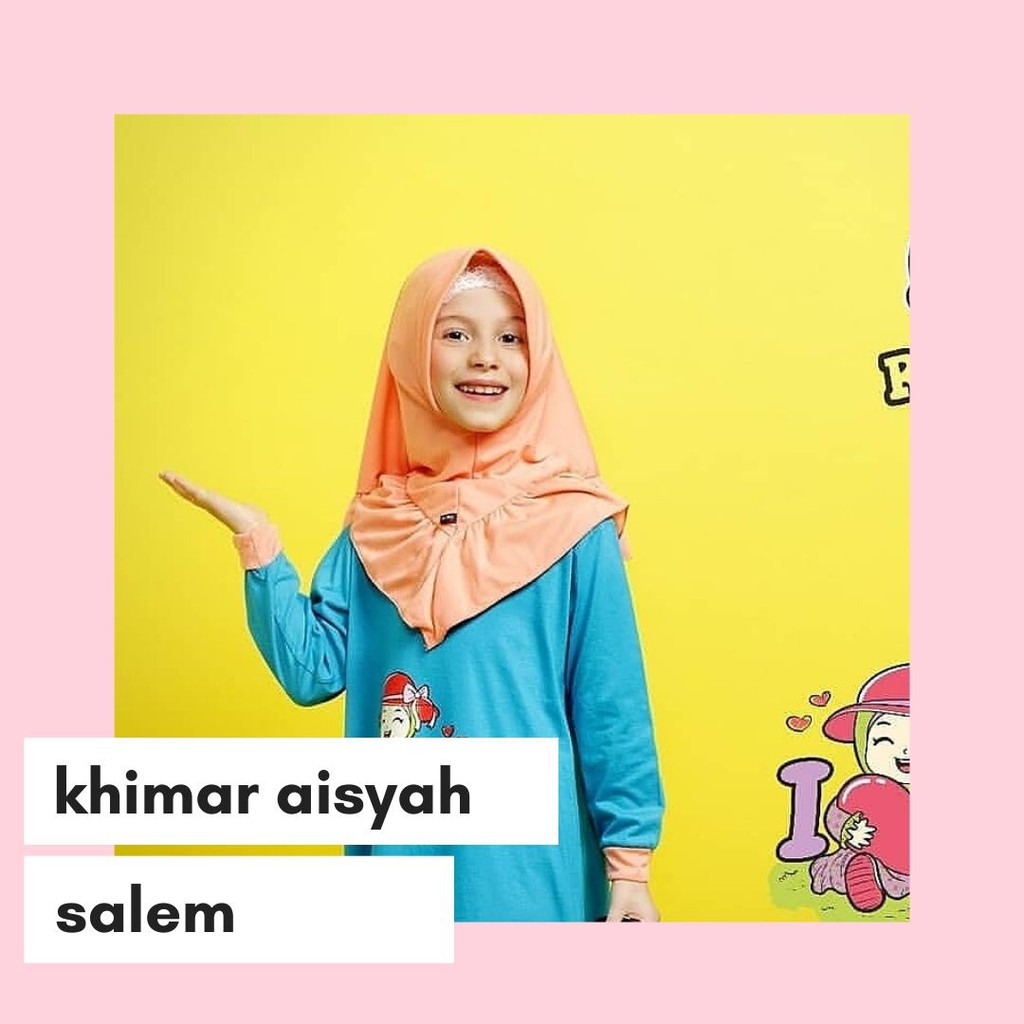 Jilbab Anak Warna Salem Bahan Kaos Khimar Aisyah RaggaKids