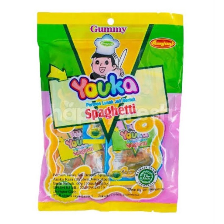 

YOUKA SPAGETTI PERMEN LUNAK PERPACK ISI 10PCS by flowsnack